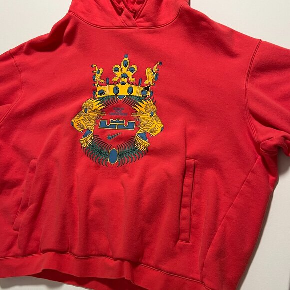 Nike Lebron James Hoodie Red Pink King Lion Pullover Sweatshirt Men's size XXL - Picture 1 of 7